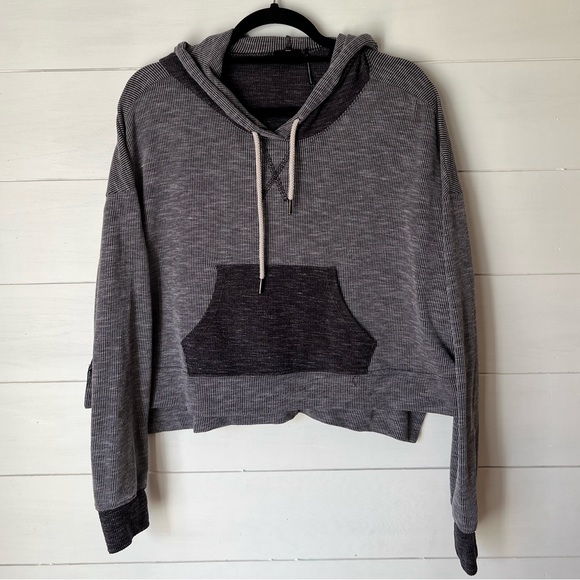 Out From Under for Urban Outfitters Cropped Ribbed Hooded Sweatshirt - Picture 1 of 5
